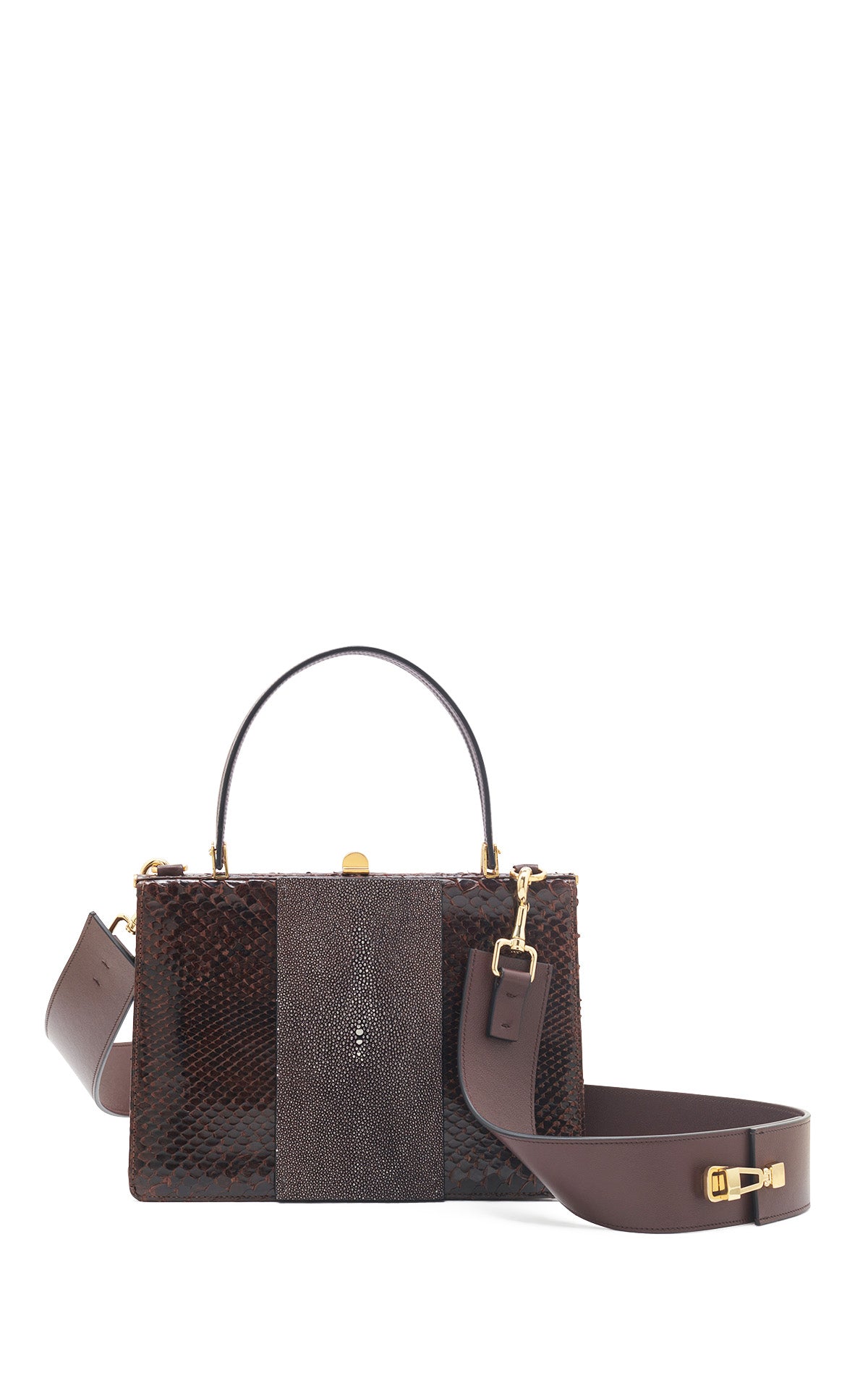 Vintage No.1 Bag in Chocolate Snakeskin & Black Stingray Leather