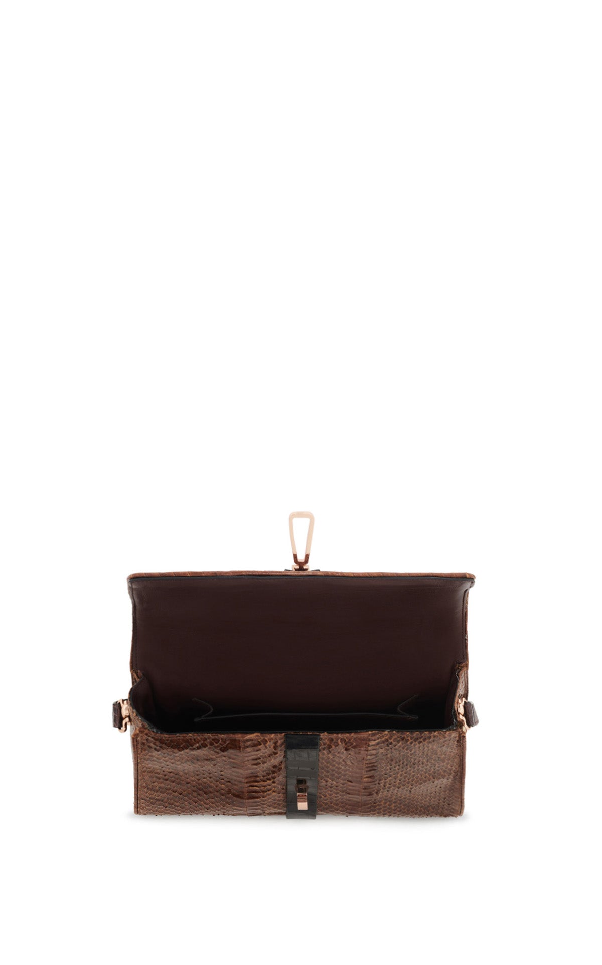 Vintage No.3 Bag in Cognac Snakeskin & Black Crocodile Leather
