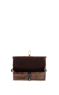 Vintage No.3 Bag in Cognac Snakeskin & Black Crocodile Leather
