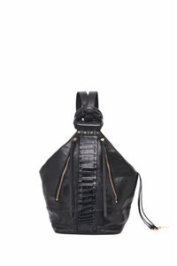 Vintage No.1 Bag in Black Nappa Leather and Crocodile Panels
