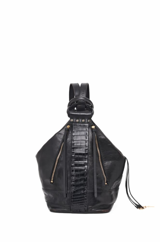 Vintage No.1 Bag in Black Nappa Leather and Crocodile Panels