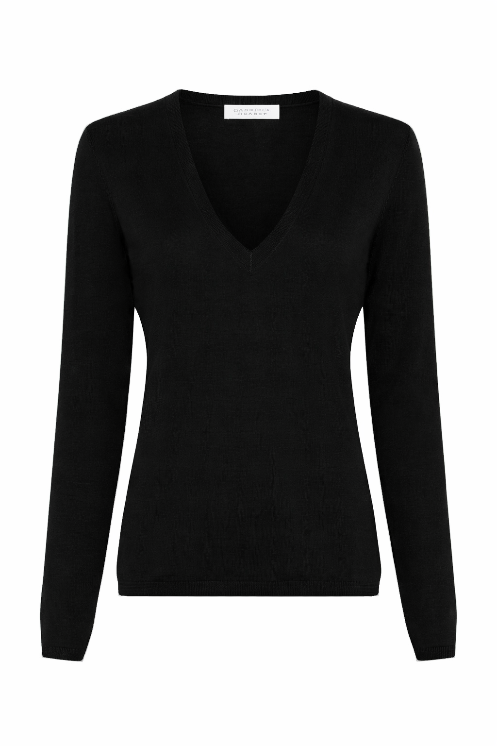 Clementia Knit V-Neck Sweater in Black Cashmere Silk