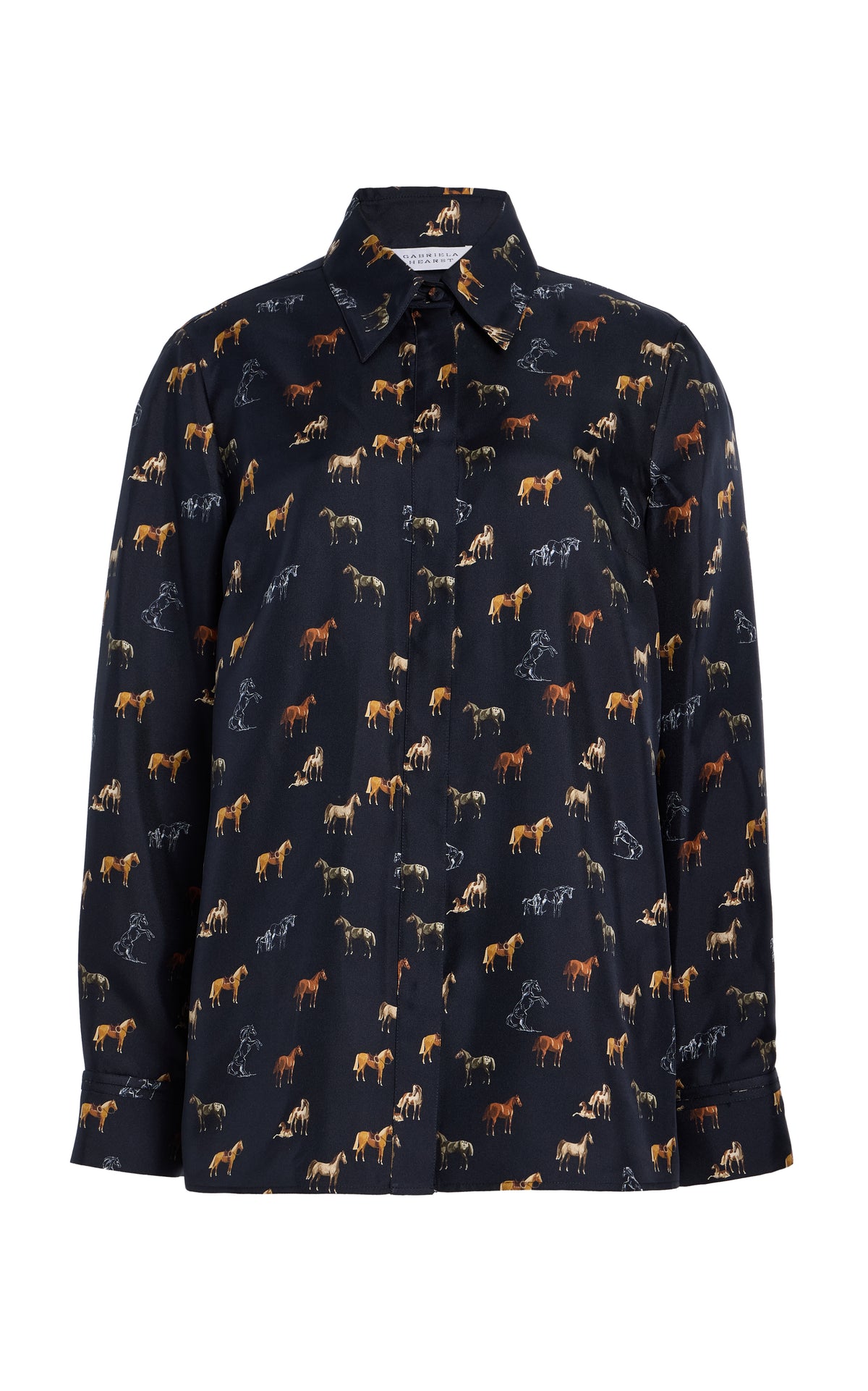 ダークネイビーのバージンウールシルクツイードのクルーズシャツ