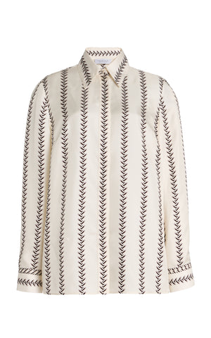 Cruz Shirt in Ivory Multi Printed Silk