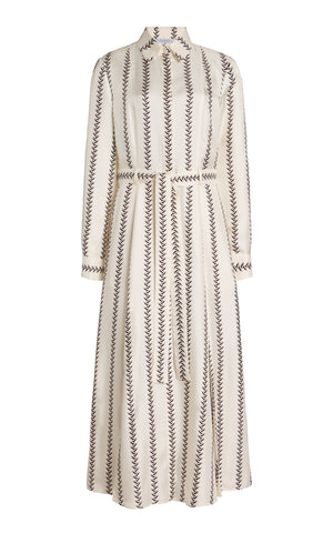 Galway Maxi Shirtdress in Ivory Multi Printed Silk