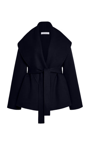 Harris Wrap Jacket in Dark Navy Double-face Cashmere