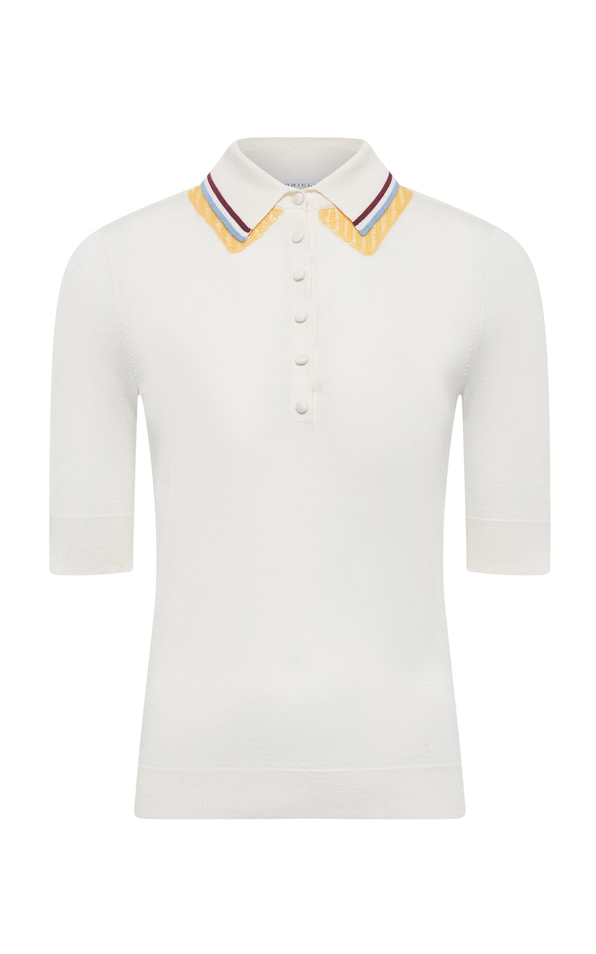 Wendelyn Knit Short Sleeve Polo In Ivory Multi Cashmere Silk