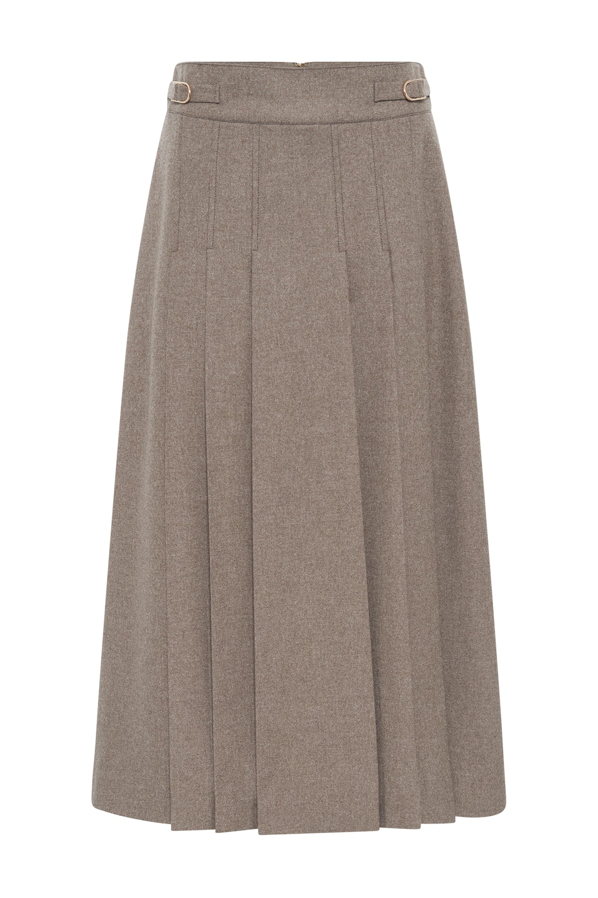 Wesley Skirt in Walnut Cashmere Wool Flannel