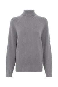 Wigman Knit Turtleneck Sweater in Smoke Cashmere