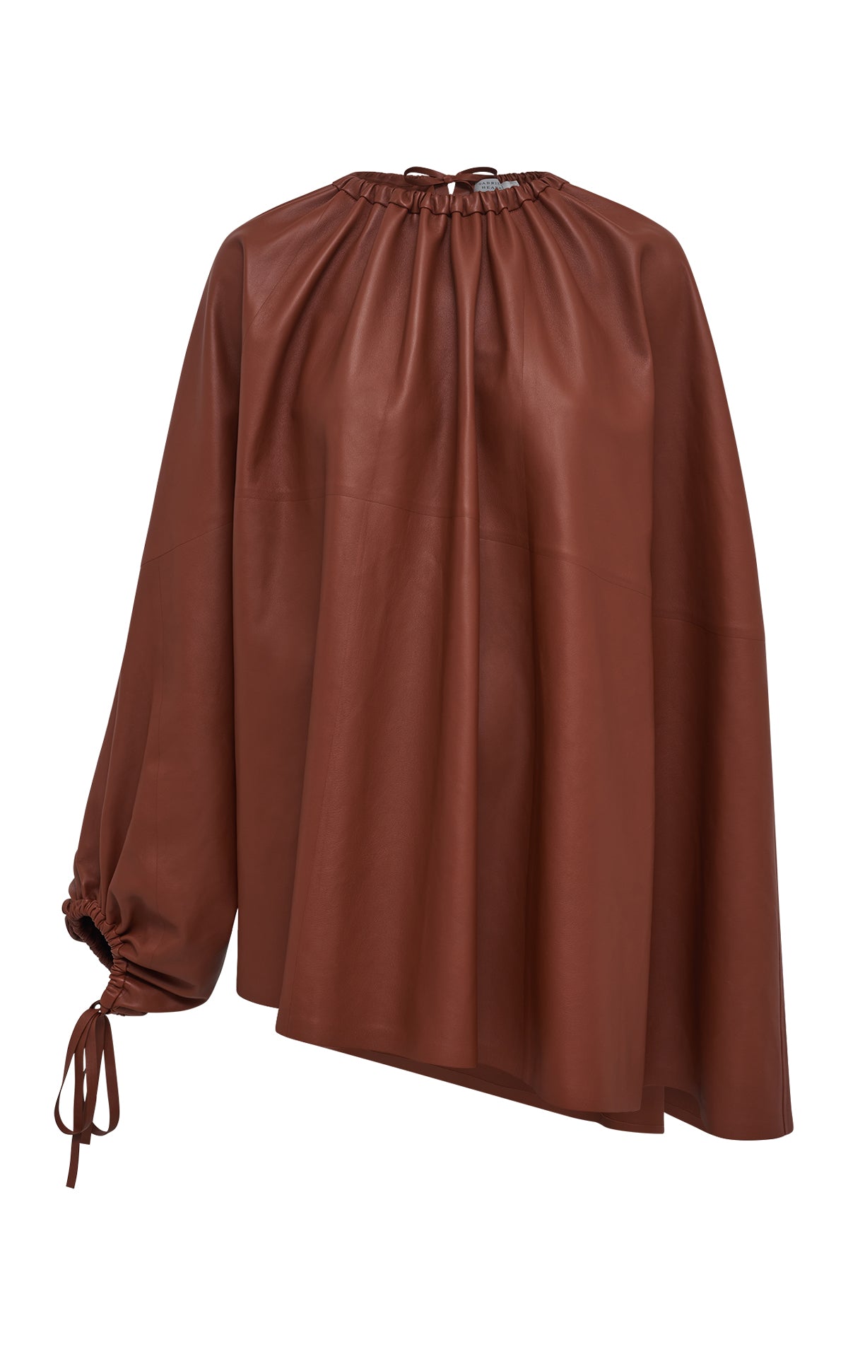 Wilmer Pleated Top In Gognac Soft Leather