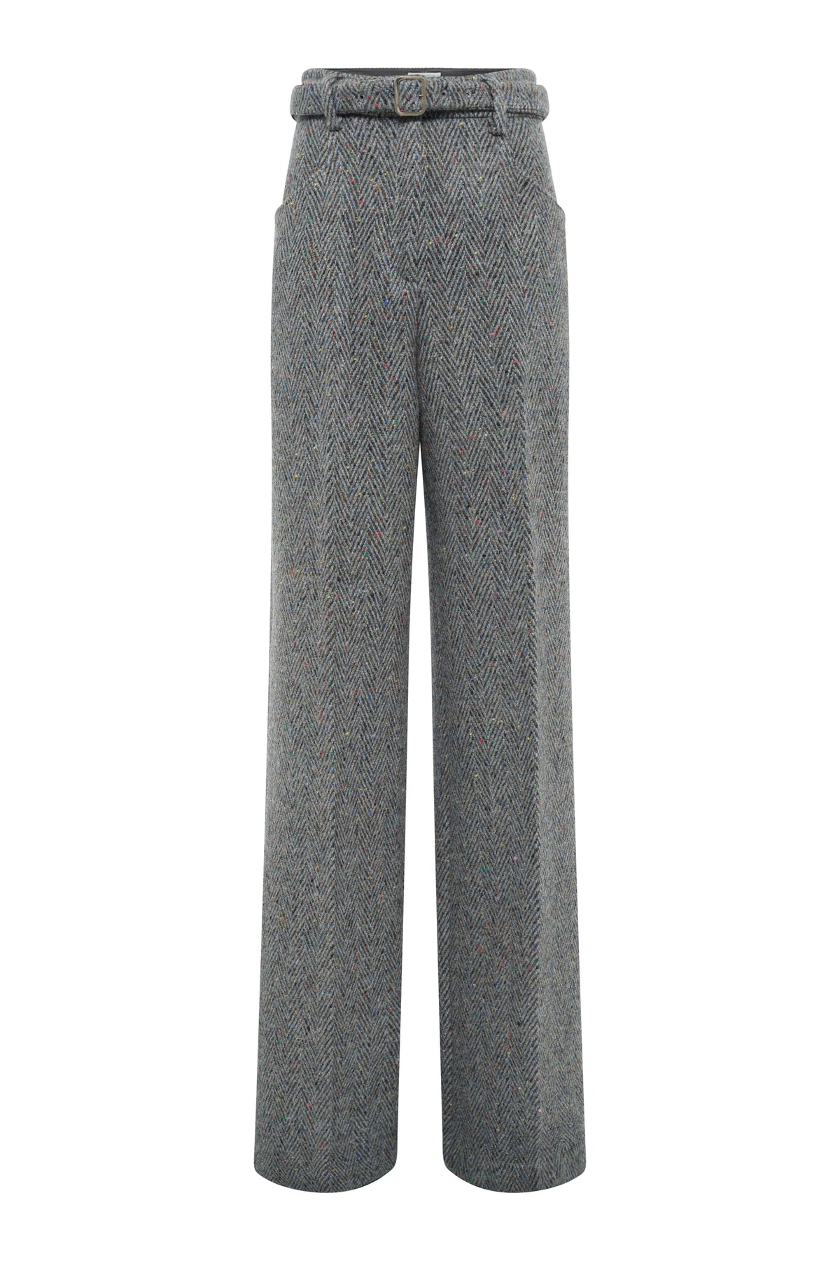 Norman Pant in Charcoal Multi Cashmere Wool Herringbone