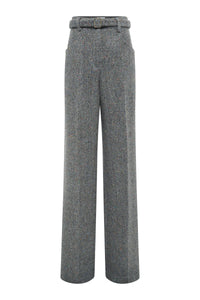 Norman Pant in Charcoal Multi Cashmere Wool Herringbone