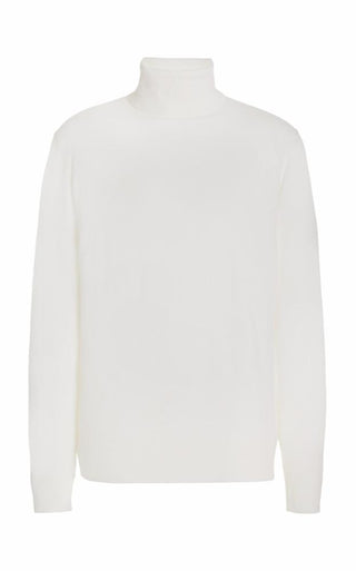 Ivory Merino Wool Turtleneck Sweater - Front View | Gabriela Hearst