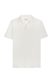 Jaime Short Sleeve Polo in White Cotton