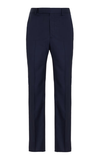 Dark Navy Virgin Wool Twill Sebastian Pant - Front Flat Lay | Gabriela Hearst