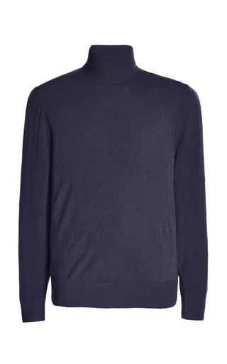 Navy Merino Wool Jermaine Turtleneck - Front View | Gabriela Hearst