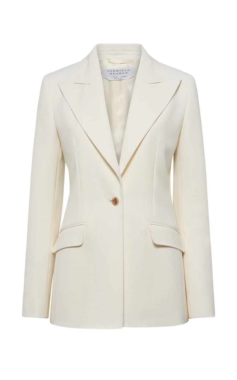 Ivory Wool Leiva Blazer - Front View Single Breasted | Gabriela Hearst