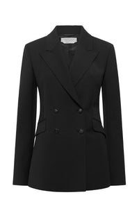 Black Wool Angela Double-Breasted Blazer - Front View | Gabriela Hearst