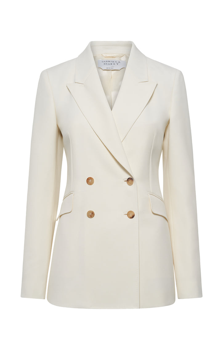 Stephanie Blazer in Ivory Sportswear Wool
