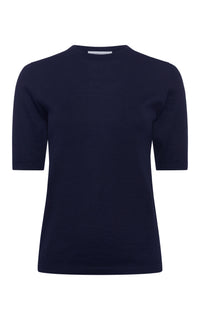 Brunner Knit T-Shirt in Dark Navy Cashmere Silk