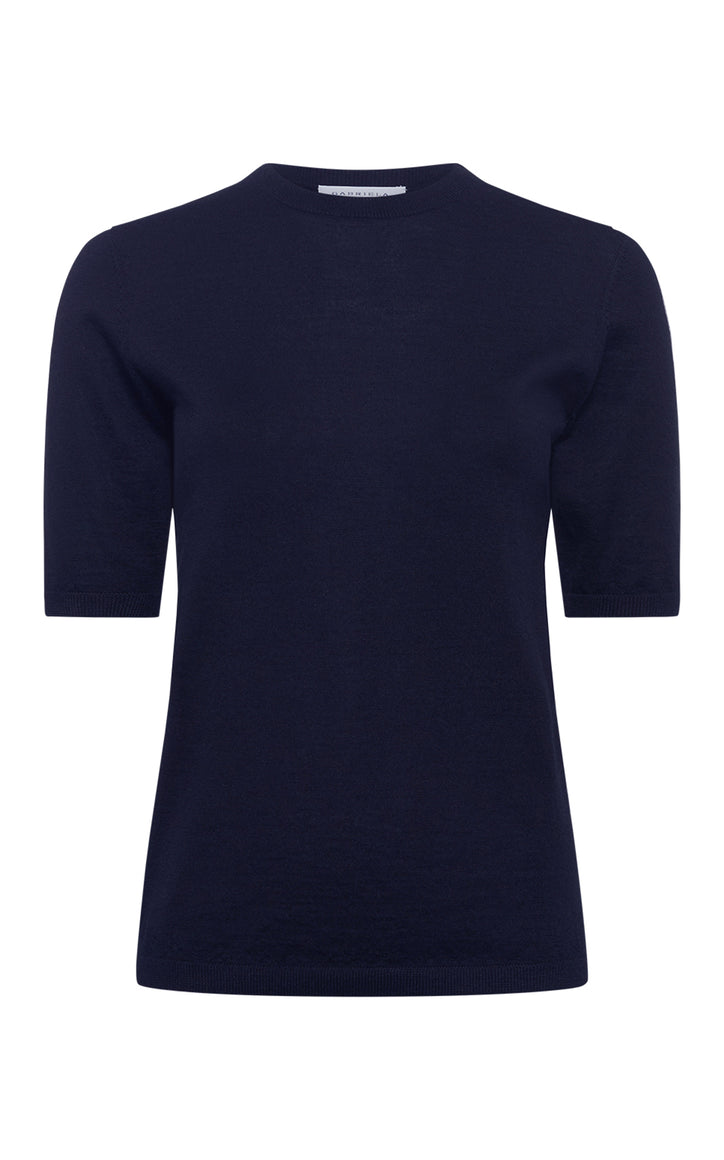 Brunner Knit T-Shirt in Dark Navy Cashmere Silk