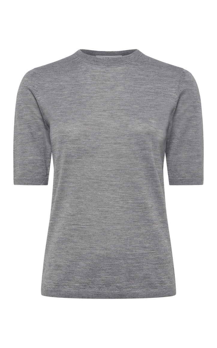 Brunner Knit T-Shirt in Heather Grey Cashmere Silk