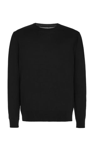 Palco Knit Crewneck in Black Merino Wool