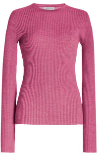 Browning Knit Sweater in Fuchsia Cashmere Silk