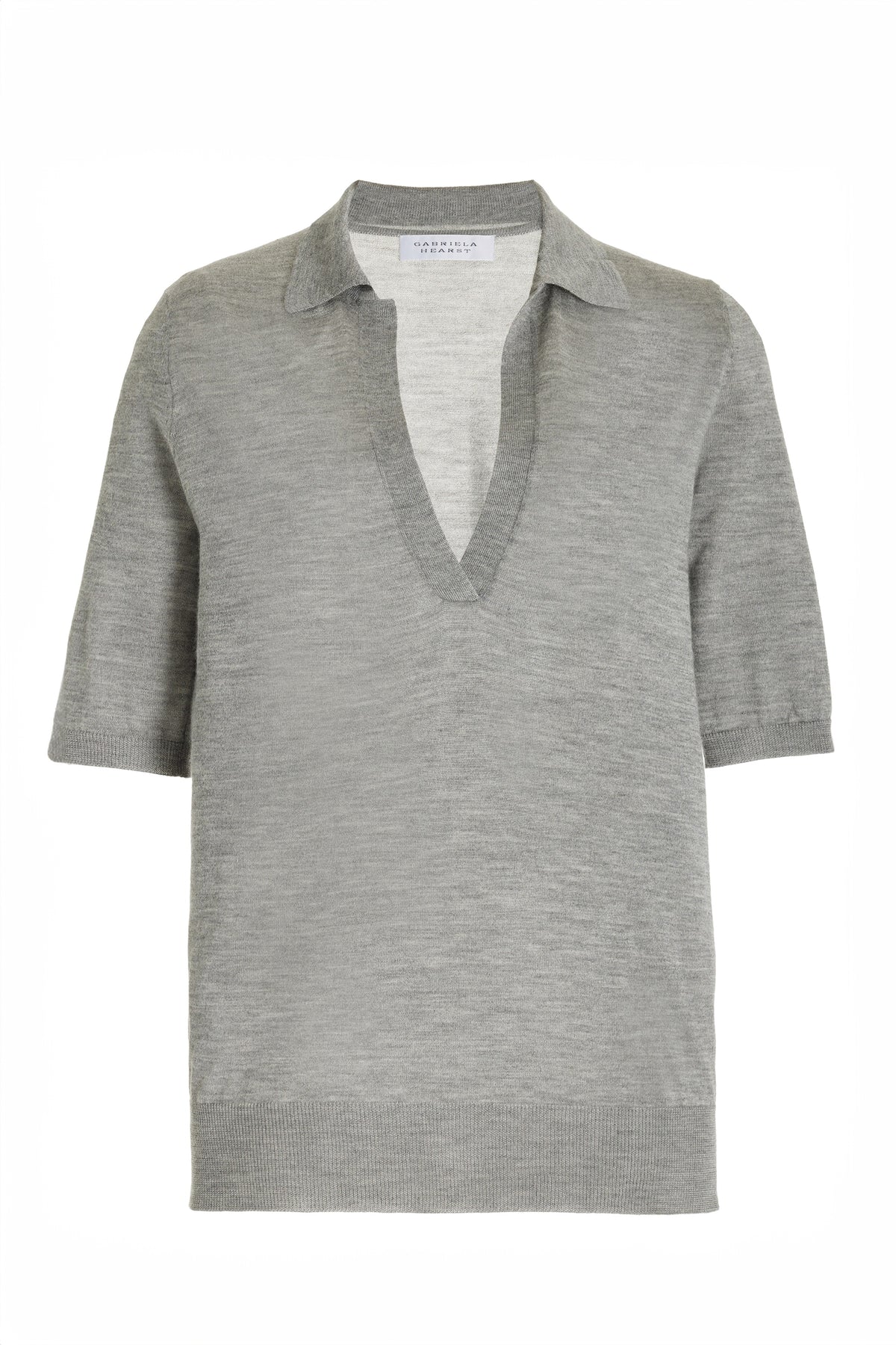 Frank Knit Polo in Heather Grey Silk Cashmere