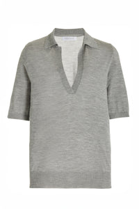 Frank Knit Polo in Heather Grey Silk Cashmere