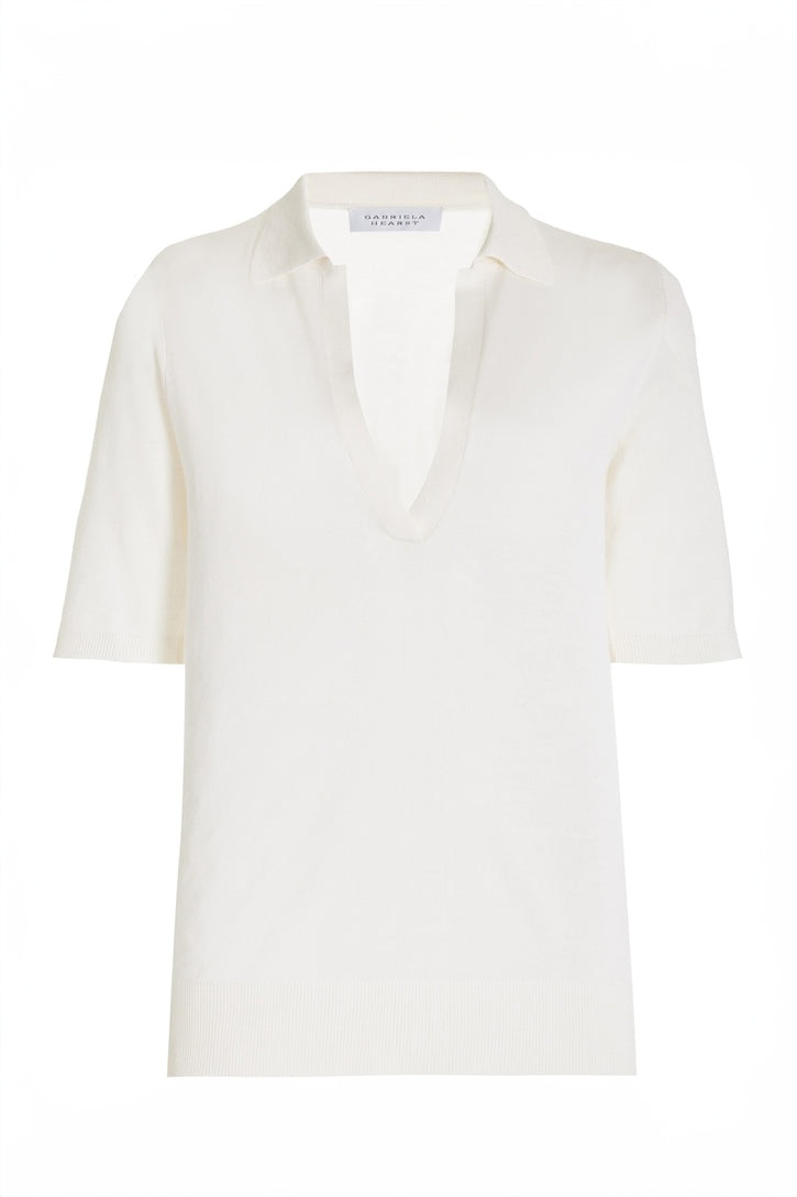 Frank Knit Polo in Ivory Silk Cashmere