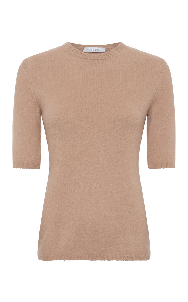 Xanthe Knit Top in Camel Brushed Cashmere
