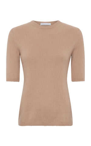 Xanthe Knit Top in Camel Brushed Cashmere