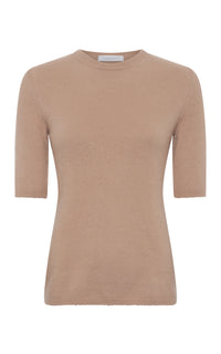 Xanthe Knit Top in Camel Brushed Cashmere