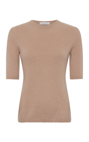 Xanthe Knit Top in Camel Brushed Cashmere