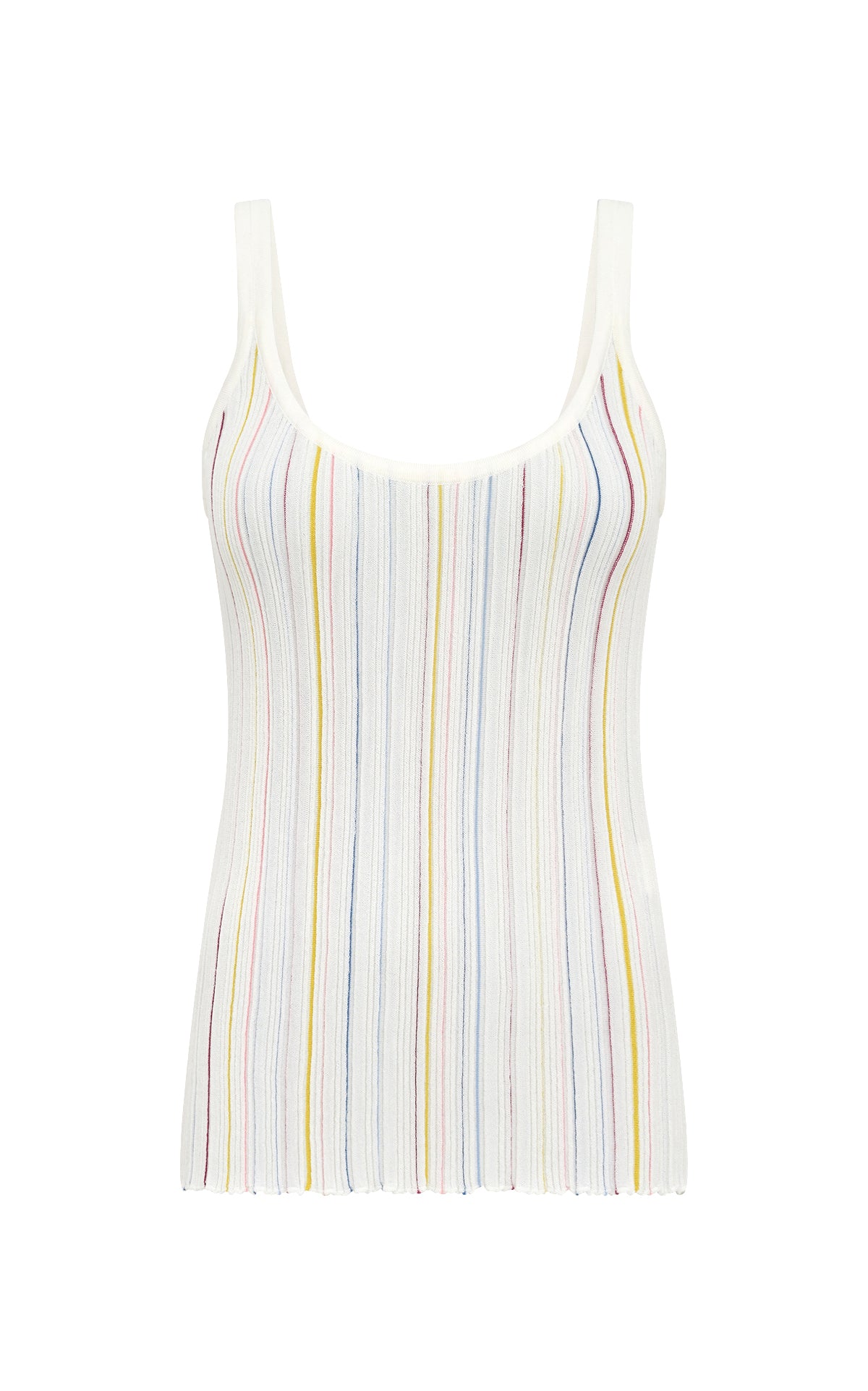 Yara Pinstripe Knit Tank Top in Ivory Multi Merino Wool