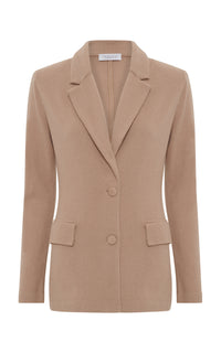 Zander Knit Jacket in Camel Brushed Cashmere