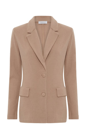Zander Knit Jacket in Camel Brushed Cashmere