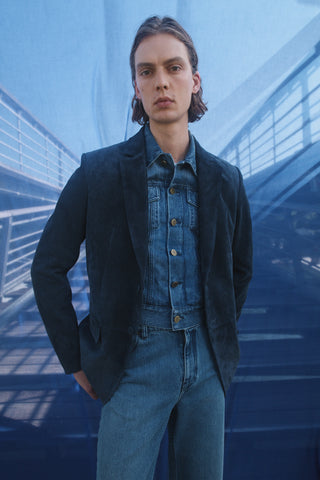 Irving Jacket in Electric Navy - On Model Resort Collection | Gabriela Hearst