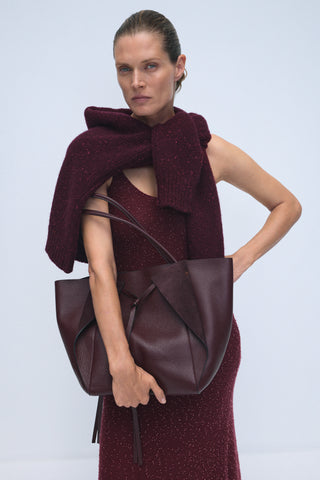 Florian Knit Maxi Dress in Bordeaux & Fuchsia Beaded Cashmere Silk