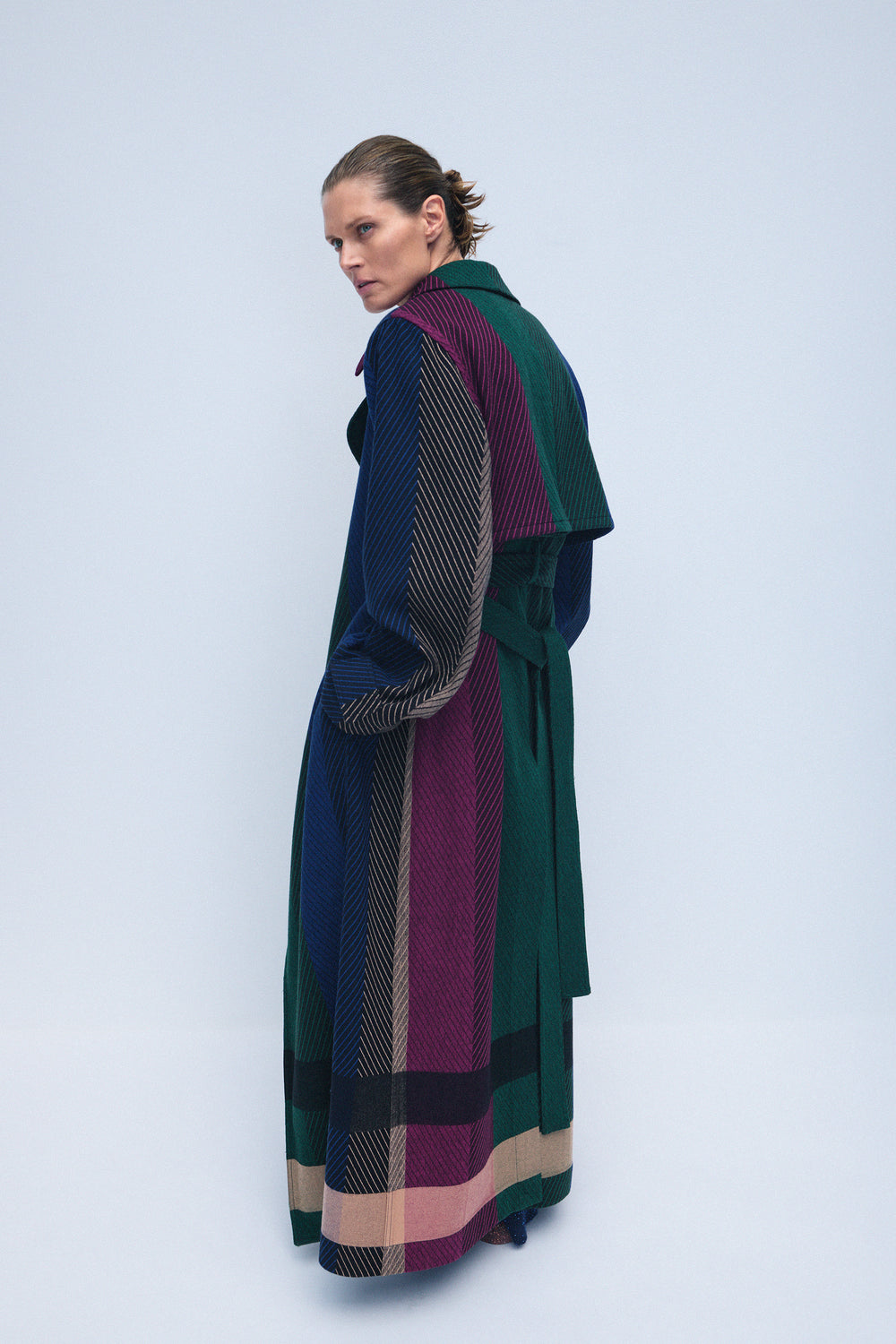 Lyra Trench Coat in Multi Cashmere