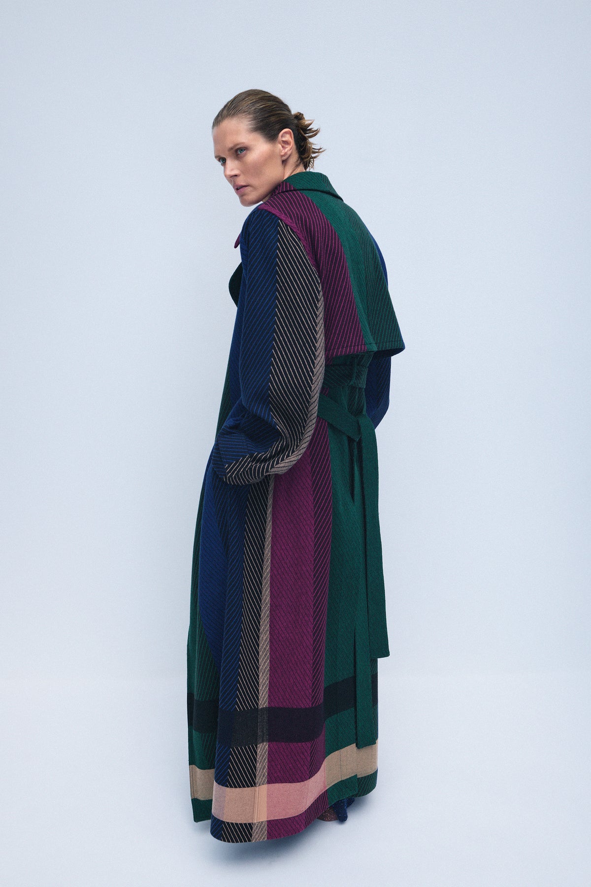 Lyra Trench Coat in Multi Cashmere