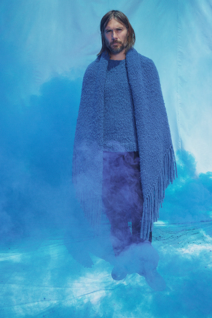 Lauren Knit Wrap in Cobalt Welfat Cashmere