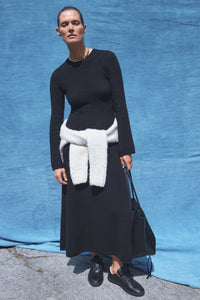 Uriel Knit Dress in Black Brushed Cashmere