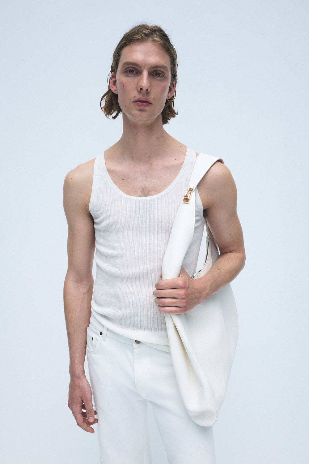 Leiva Knit Tank Top in Ivory Merino Wool
