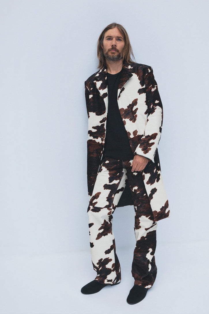 Kamari Coat in Ivory Cognac Multi Pony Hair