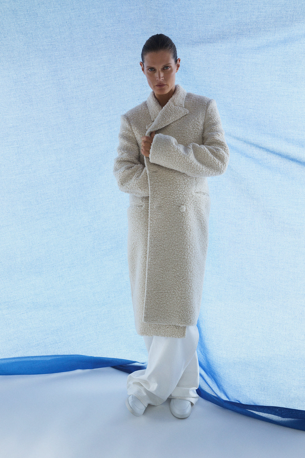 Mcaffrey Coat in Ivory Cashmere Silk