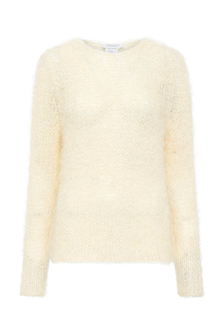 Off White Silk Cashmere Zoharin Crewneck Sweater - Front View | Gabriela Hearst