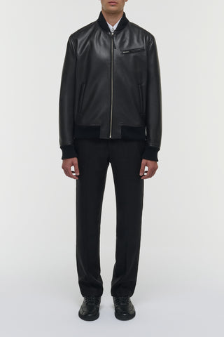 Gregory Bomber in Black Leather - Full Body Front View | Gabriela Hearst