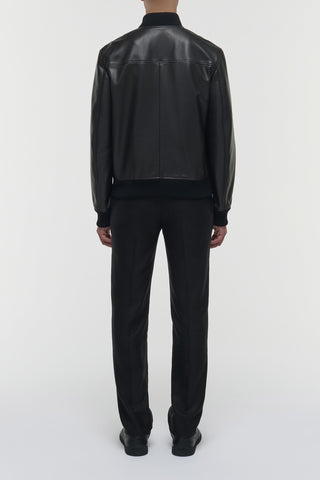 Gregory Bomber in Black Leather - Back View | Gabriela Hearst